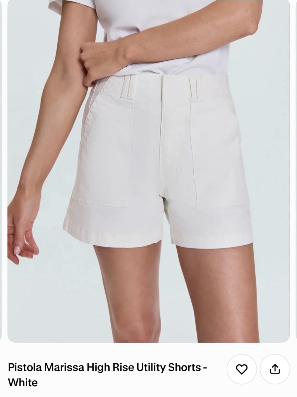 Like-New PISTOLA Marissa High-Rise White Women’s Utility Shorts